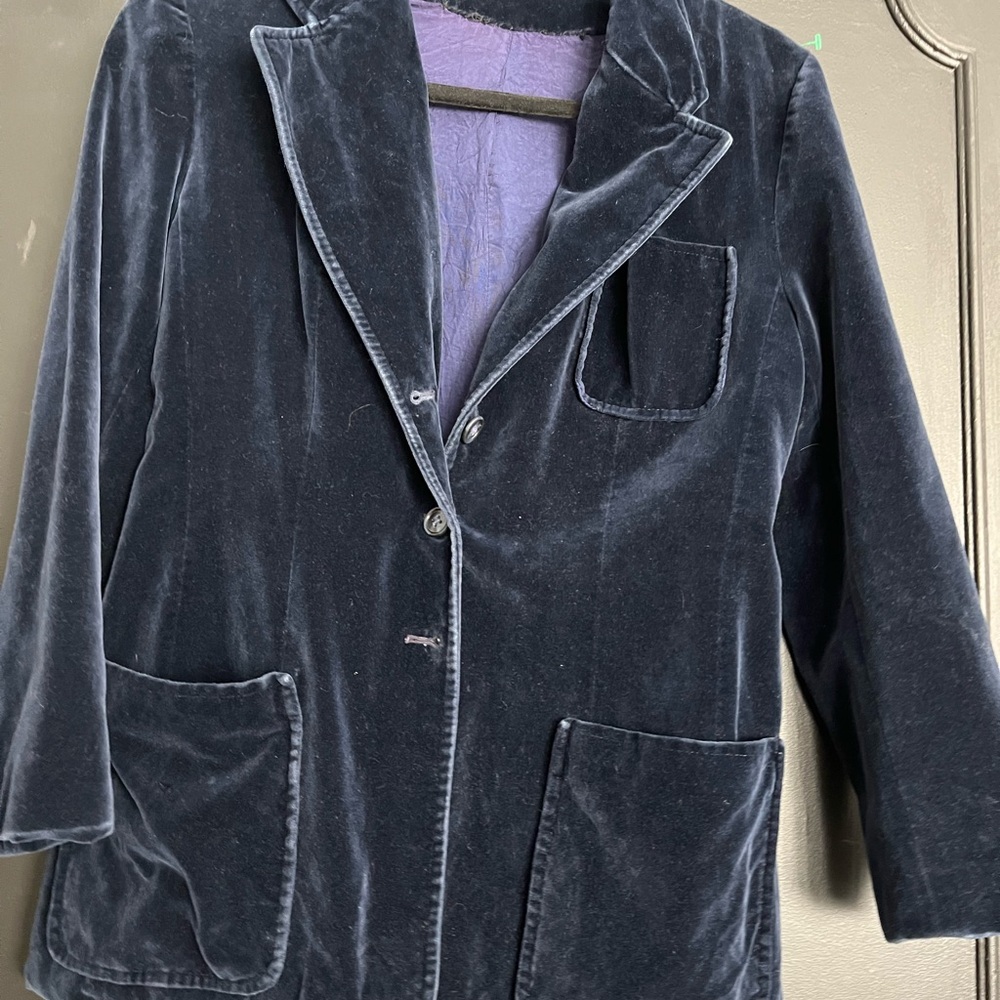 Women's Velvet Jacket in Navy Blue